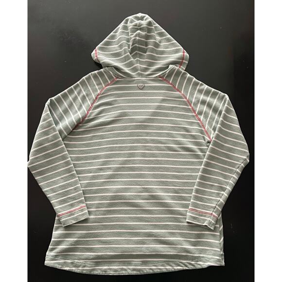 COLUMBIA PFG Green/White Stripe Soft Baja Hoodie Womens sz XL - Picture 6 of 9